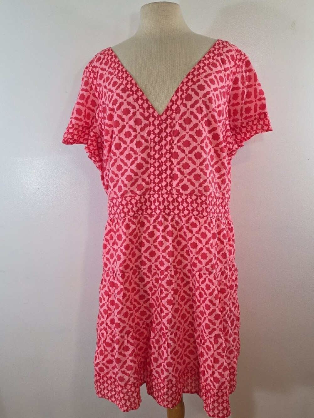 Vineyard Vines Pink Printed V-Neck Dress XXLarge